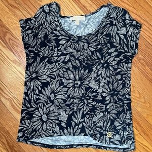 Michael Kors Navy Blue Flower Tshirt Tunic Top